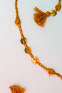 Mustard Karigari Tejas Rakhi – Handcrafted Threads & Brass Rakhi