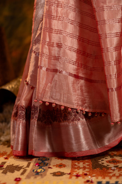 Baby Pink Tissue Saree – Lightweight Heritage Elegance