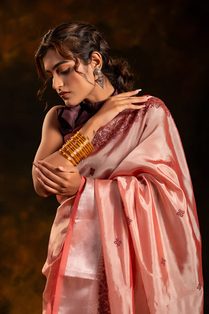 Baby Pink Tissue Saree – Lightweight Heritage Elegance