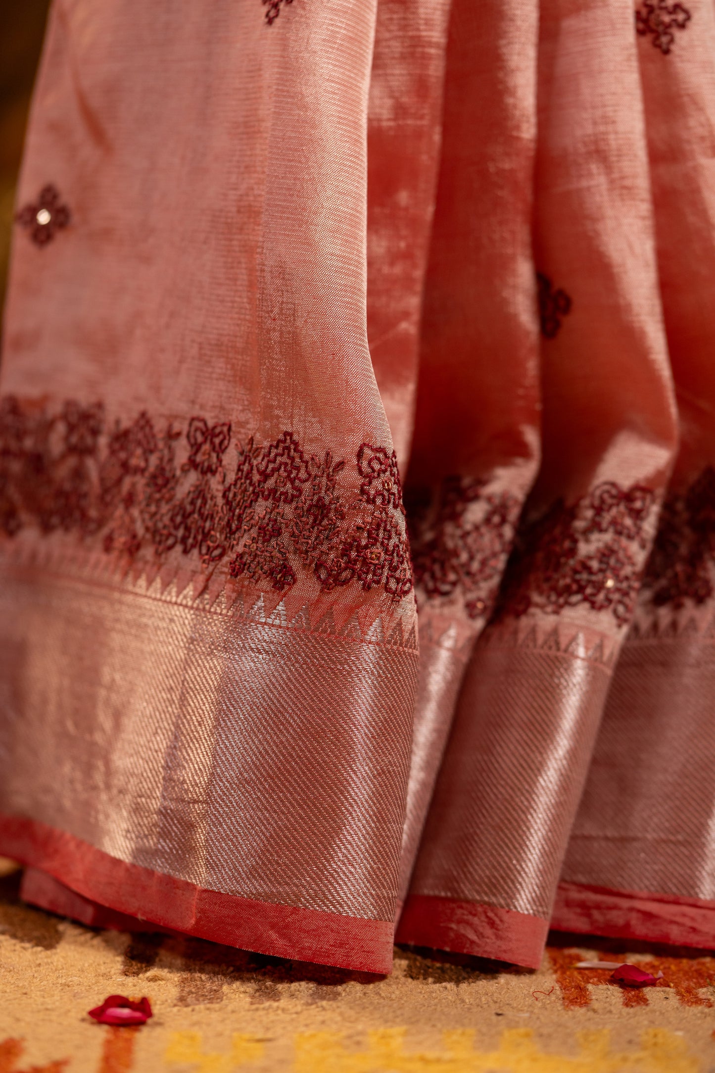 Baby Pink Tissue Saree – Lightweight Heritage Elegance