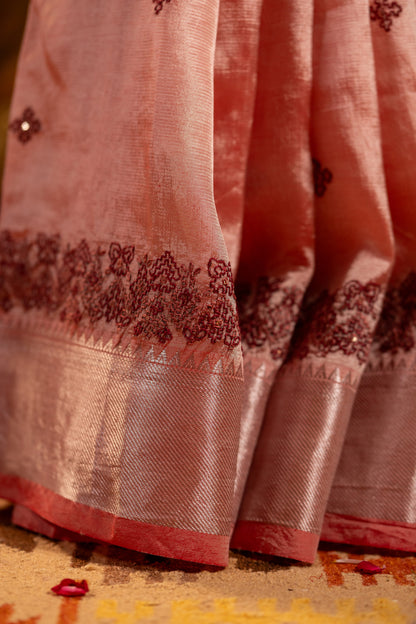 Baby Pink Tissue Saree – Lightweight Heritage Elegance