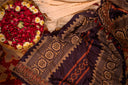 Black Handwoven Mashru Dupatta – Traditional Ajrakh & Aari Elegance