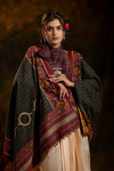 Artisanal Charcoal Black Cotton Dupatta With Heritage Weaves