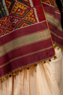 Artisanal Charcoal Black Cotton Dupatta With Heritage Weaves