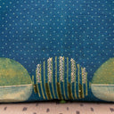 Handcrafted blue Gaji cushion cover with artisan handwork
