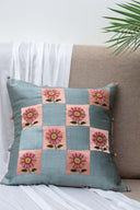 Pastel Floral Multi Sunflower Handwork Cushion Cover Gaji Silk | Craftroots