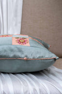 Pastel Floral Multi Sunflower Handwork Cushion Cover Gaji Silk | Craftroots