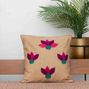 Cream applique cotton cushion cover 16x16 by Craftroots