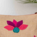 Cream artisan applique cushion cover for sofa décor
