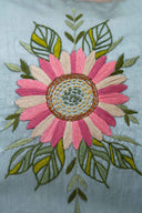 Pastel Floral Sunflower Handwork Cushion Cover Gaji Silk | Craftroots
