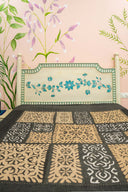 Gray Applique Cotton Bedcover Handcrafted Elegant Bedding