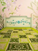 Green Applique Cotton Bedcover Handcrafted Elegant Bedding