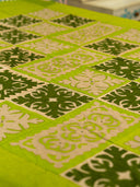 Green Applique Cotton Bedcover Handcrafted Elegant Bedding