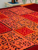 Red & Peach Applique Cotton Bedcover Handcrafted Designer Bedding