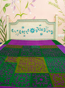 Green & Wine Applique Cotton Bedcover Handcrafted Elegant Bedding