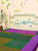 Green & Wine Applique Cotton Bedcover Handcrafted Elegant Bedding