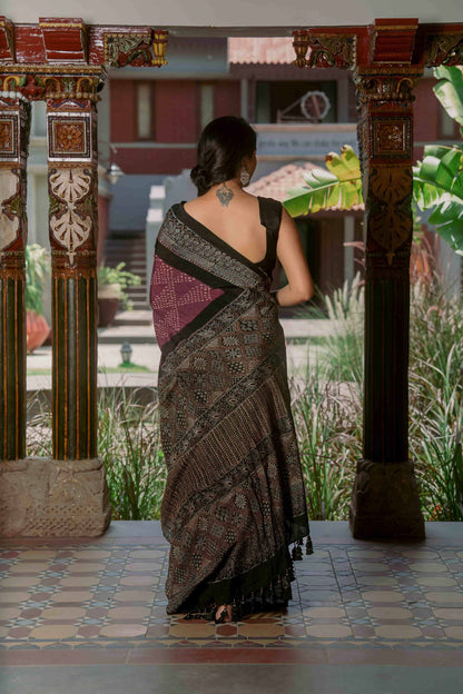 Purple Ajrakh-Bandhej  Modal Saree
