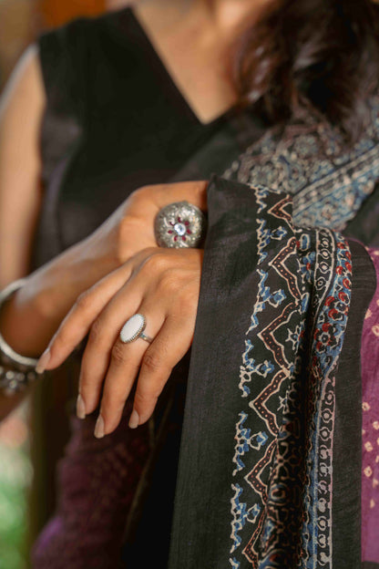 Purple Ajrakh-Bandhej  Modal Saree