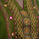 Black & White Madras Checks Mashru Silk Lehenga With Kutch Mirror Work