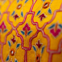 Yellow festive kurta set with traditional mirror work