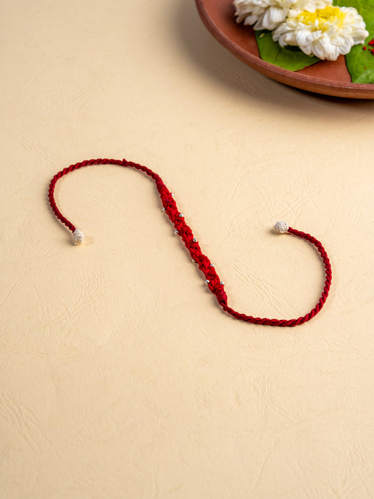 Red Twisted Threads Handmade Rakhi