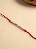 White-Pink Dainty Beads Handmade Rakhi