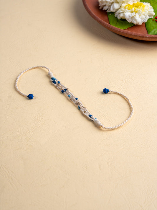 Handmade Blue-White Beads Rakhi