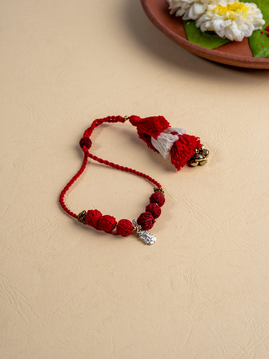 Red Artisanal Ganeshji Lumba Rakhi