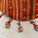 Maroon Mashru Potli with Orange Stripe | Bead & Brass Tikki Handwork | Gramshree