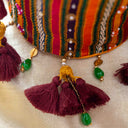 Yellow Mashru Multi-Check Potli with Bead & Brass Tikki Handwork | Gramshree