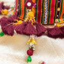 Yellow Mashru Multi-Check Potli with Bead & Brass Tikki Handwork | Gramshree