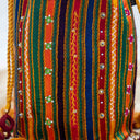 Maroon Mashru Potli with Yellow Stripe | Bead & Brass Tikki Handwork | Gramshree