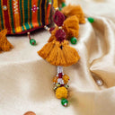 Maroon Mashru Potli with Yellow Stripe | Bead & Brass Tikki Handwork | Gramshree