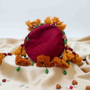Maroon Mashru Potli with Yellow Stripe | Bead & Brass Tikki Handwork | Gramshree