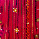 Yellow Mashru Potli with Pink Stripe | Bead & Brass Tikki Handwork | Gramshree