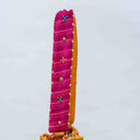 Yellow Mashru Potli with Pink Stripe | Bead & Brass Tikki Handwork | Gramshree