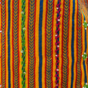 Blue Mashru Potli with Yellow Stripes | Bead & Brass Tikki Handwork | Gramshree