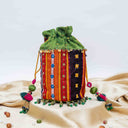 Green Mashru Potli with Bead & Brass Tikki Handwork | Gramshree