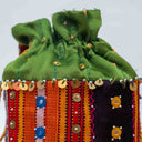 Green Mashru Potli with Bead & Brass Tikki Handwork | Gramshree