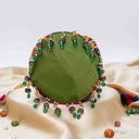 Green Mashru Potli with Bead & Brass Tikki Handwork | Gramshree