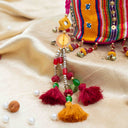 Yellow Mashru Check Small Potli with Bead & Brass Tikki Handwork | Gramshree