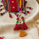 Black Mashru Check Potli with Bead & Brass Tikki Handwork | Gramshree