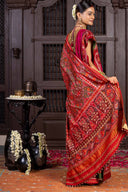 Handcrafted Green Patola Silk Saree With Khat Embroidery
