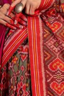 Handcrafted Green Patola Silk Saree With Khat Embroidery