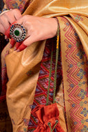 Handwoven Beige Tussar Silk Saree With Dharwadi Embroidery