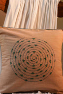 Cream Gulnaar hand work cotton cushion cover 16x16 by Craftroots
