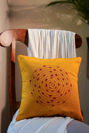 Yellow Marigold hand work cotton cushion cover 16x16 by Craftroots
