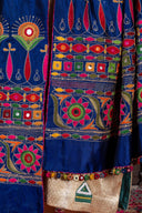 Handcrafted Dark Blue Silk Dupatta With Hand Work and Aari Embroidery