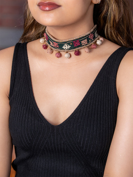 Green Thread Ball Rabari Choker