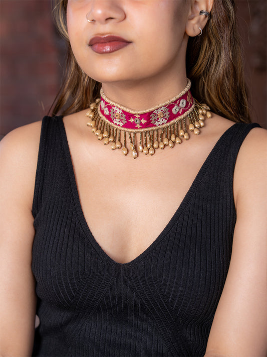 Pink Beads Rabari Choker